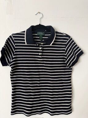 Lauren Ralph Lauren Navy & White Striped Polo